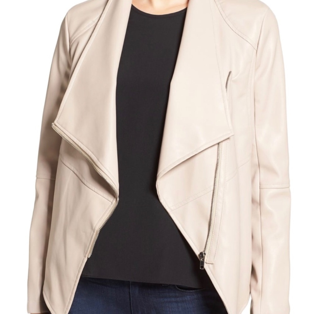 'Carmen' Faux Leather Drape Front Jacket-Small